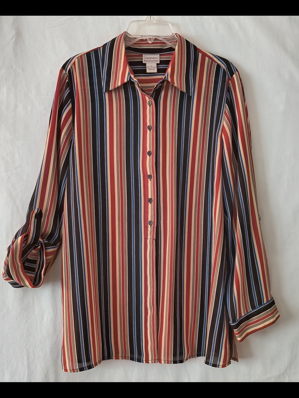 Passport Women's Multicolor Vertical Stripe Button-Up Shirt